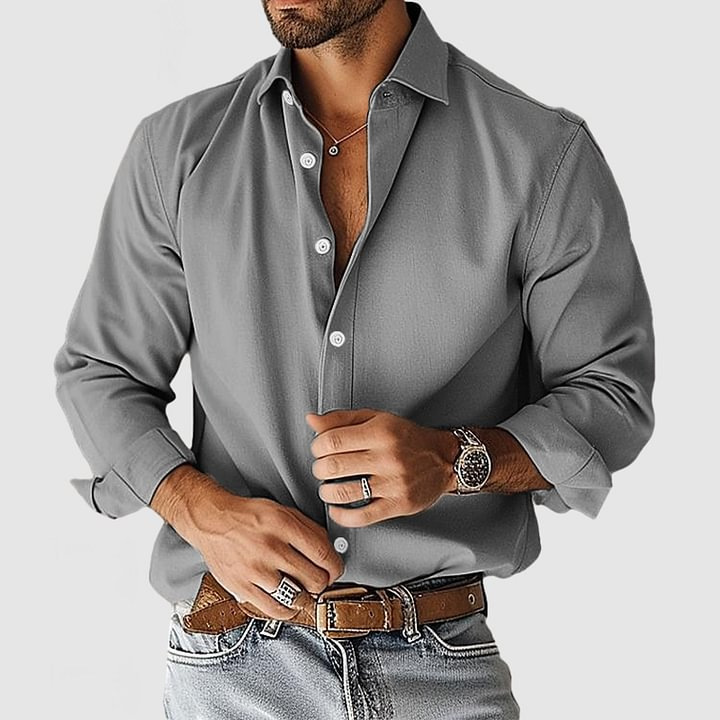 Men's simple and casual denim-style shirt