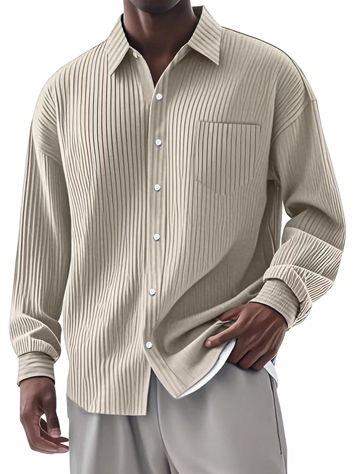 Men's striped long-sleeved shirt