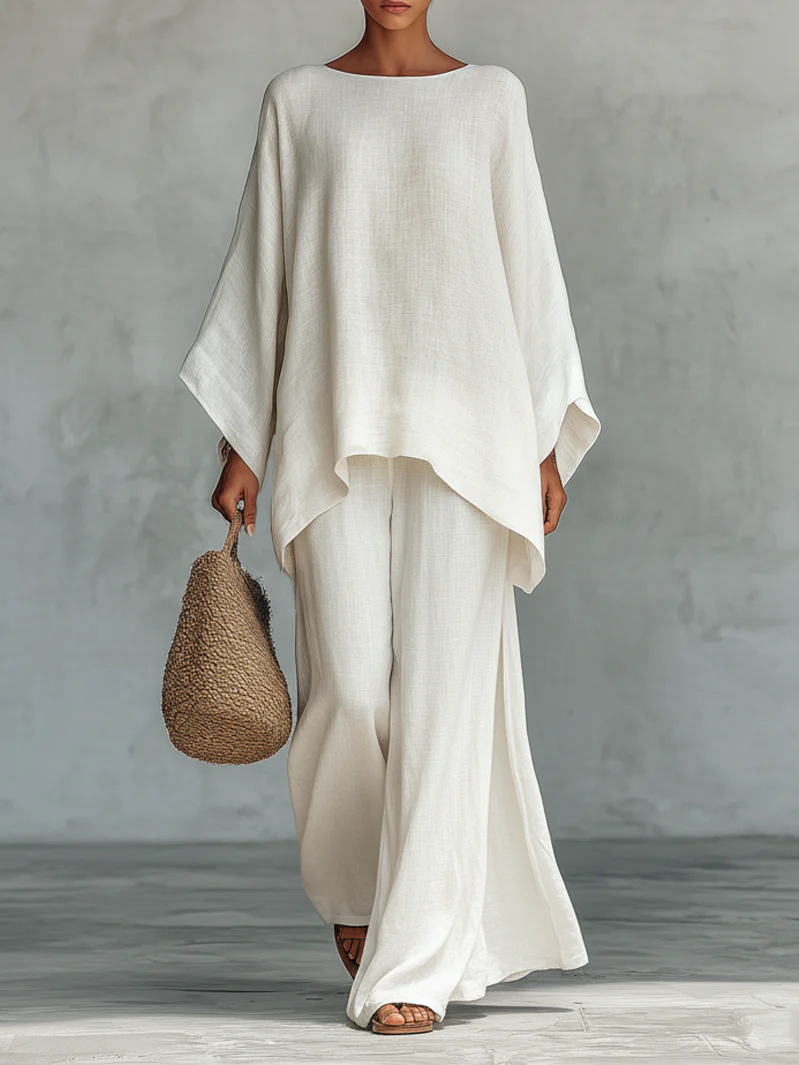 Chic Solid Color Flowy Co Ord Set | Modest Elegant Vacation Daily Wear Two Piece Outfit