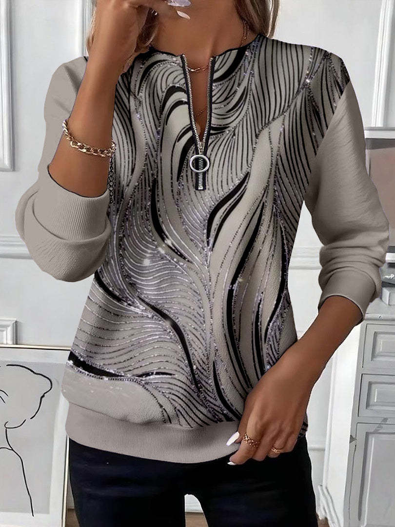 The "Daily Casual Hero": Casual Printed Zipper Sweatshirt, Cozy & Trendy