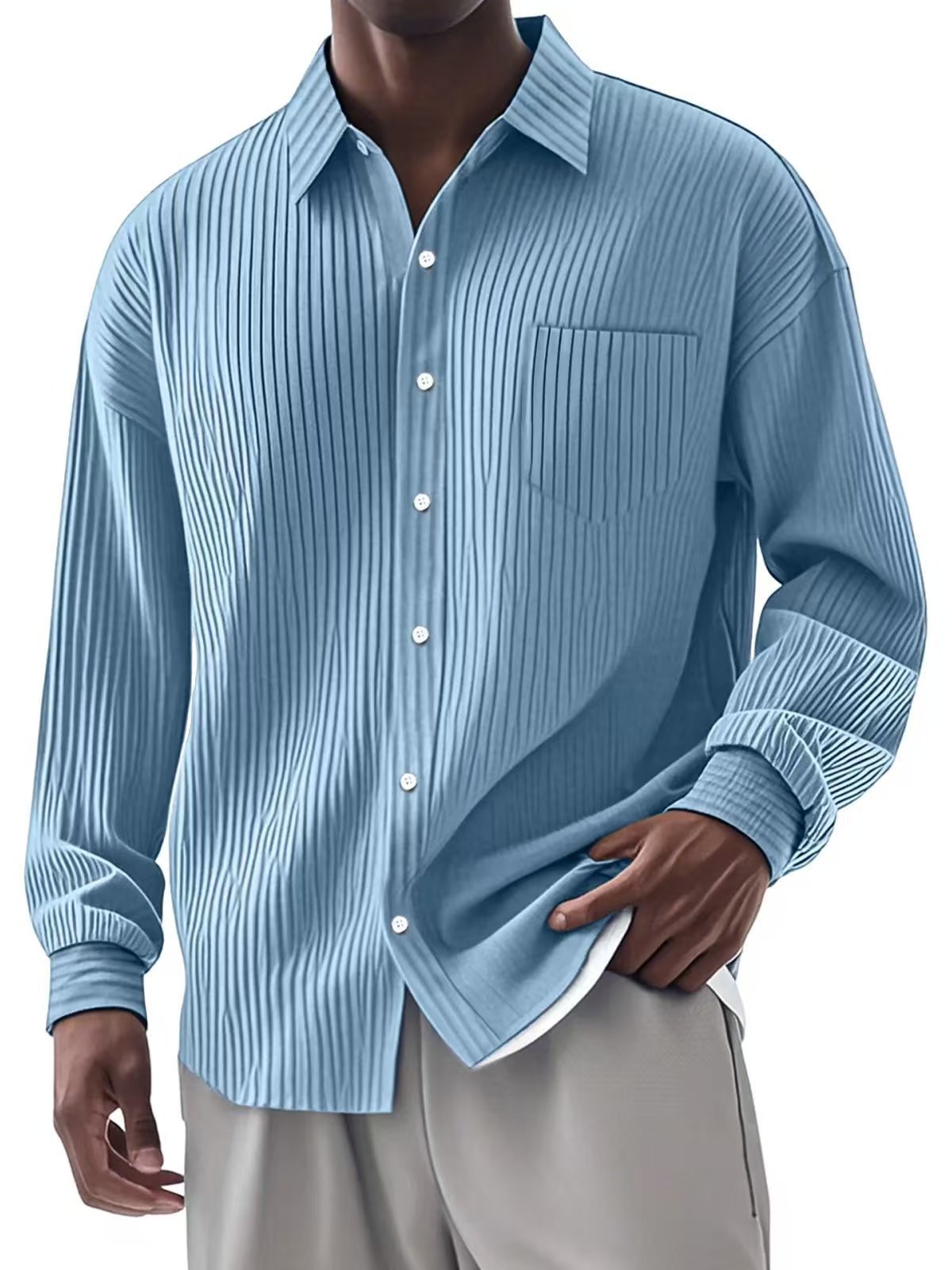 Men's striped long-sleeved shirt