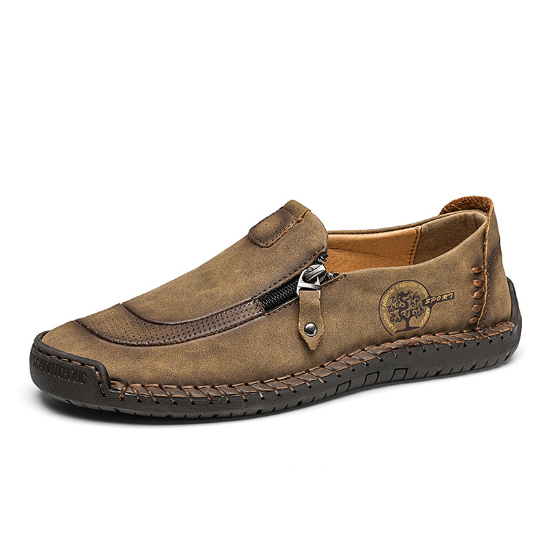 ⏰Limited Time 60% OFF - Men's Handmade Genuine Leather Slip-On Driving Shoes with Zipper