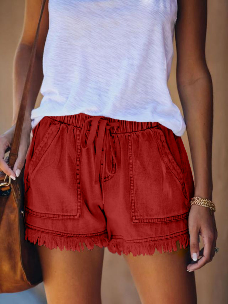 Boho Frayed Hem Denim Shorts