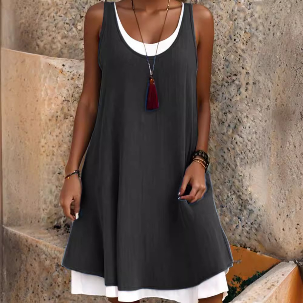 🔥 Best-Seller ✨ Sleeveless "faux-layered" dress—soft, breathable, and loose-fitting (Sizes S–3XL, 7 color options) 👗