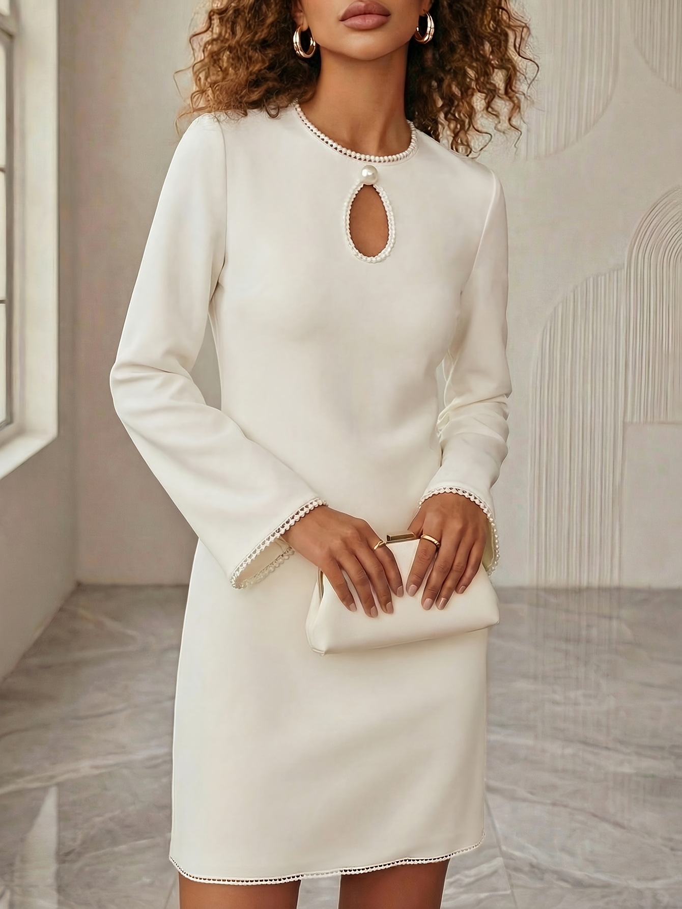 Stylish Long Sleeve Straight Dress