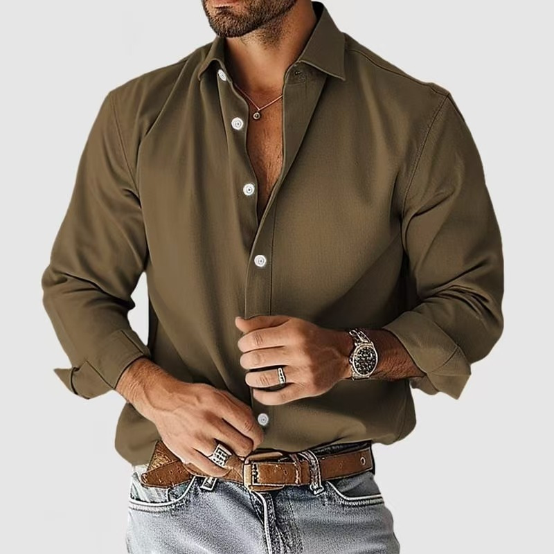 Men's simple and casual denim-style shirt