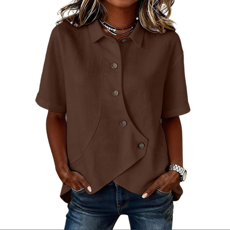 Asymmetrical Placket Button Down Shirt