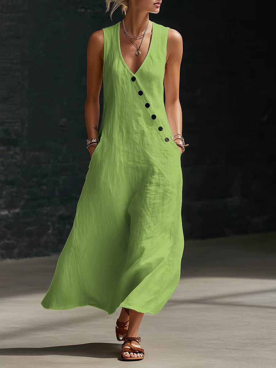Button-Up Maxi Dress — Comfortable Minimalist Everyday Wear