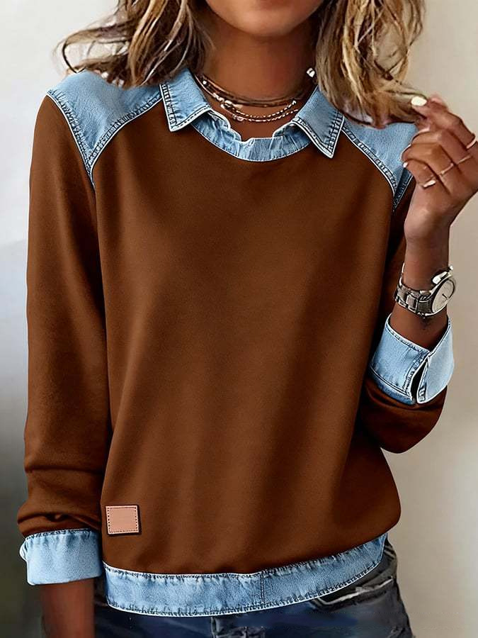 Women's stylish long-sleeve collared shirt