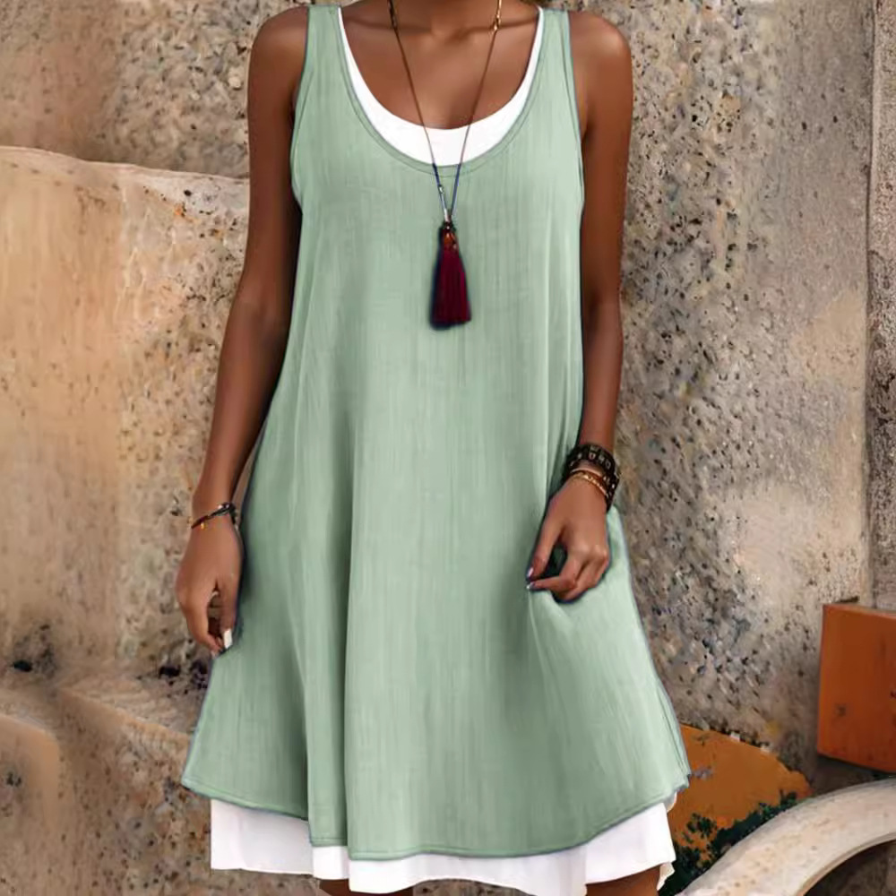 🔥 Best-Seller ✨ Sleeveless "faux-layered" dress—soft, breathable, and loose-fitting (Sizes S–3XL, 7 color options) 👗