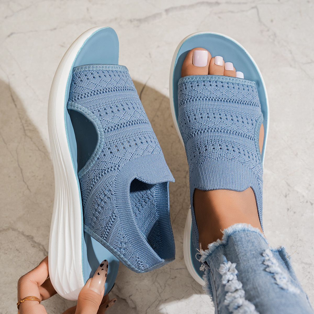 Knit Platform Comfort Sandals for Women