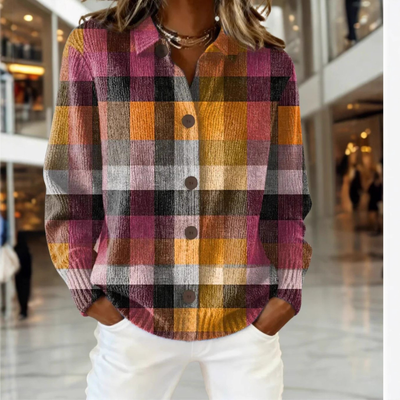 Women's timeless plaid cardigan
