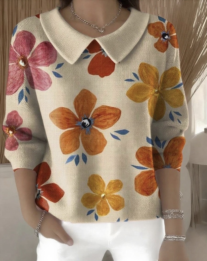 Women's collared knitted comfortable sweater