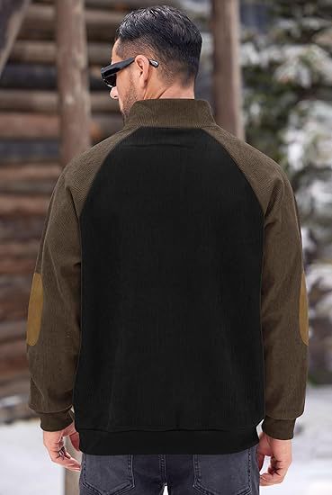 Men's casual stand-collar loose corduroy sweatshirt