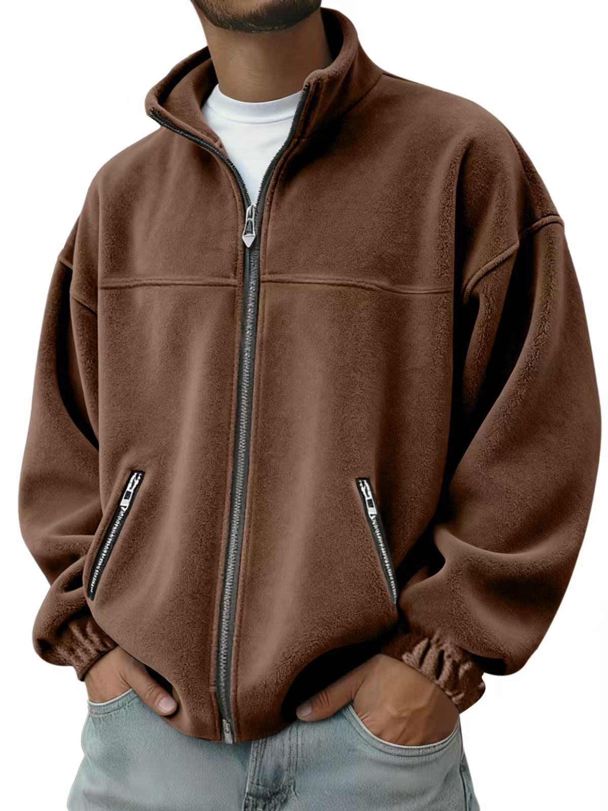 Men's stand-collar zip-up sweatshirt