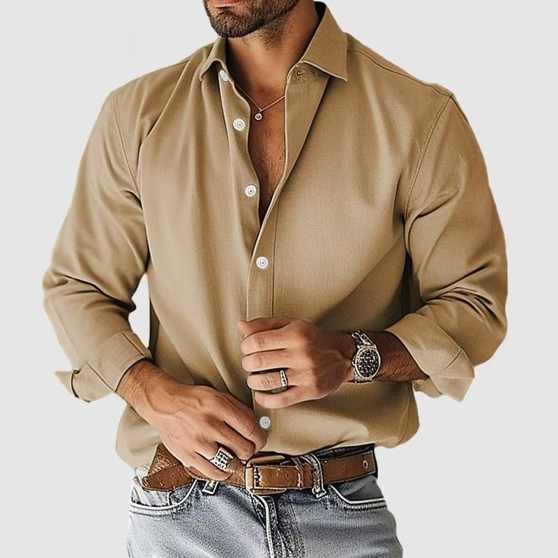 Men's simple and casual denim-style shirt
