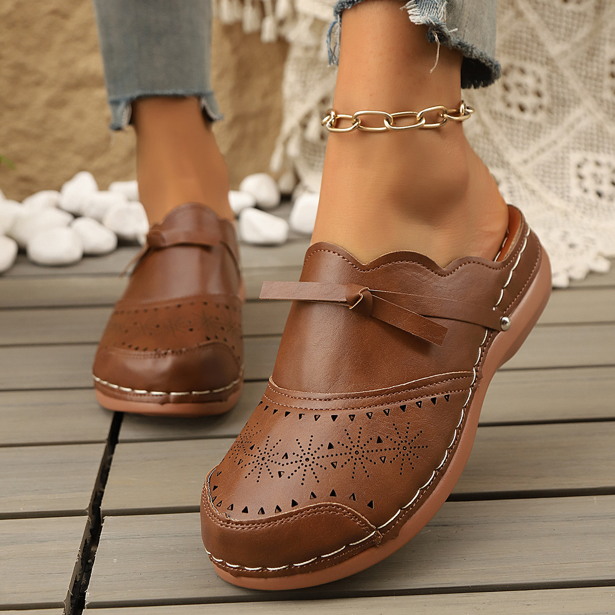 🔥 Last Day of Sale: 50% Off — Women's Bow-Detail Orthopedic Sandals (Semi-Enclosed)