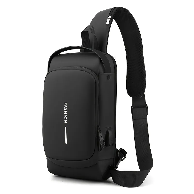 Anti-Theft Sling Bag — USB Charging Port, Water-Resistant & Combination Lock