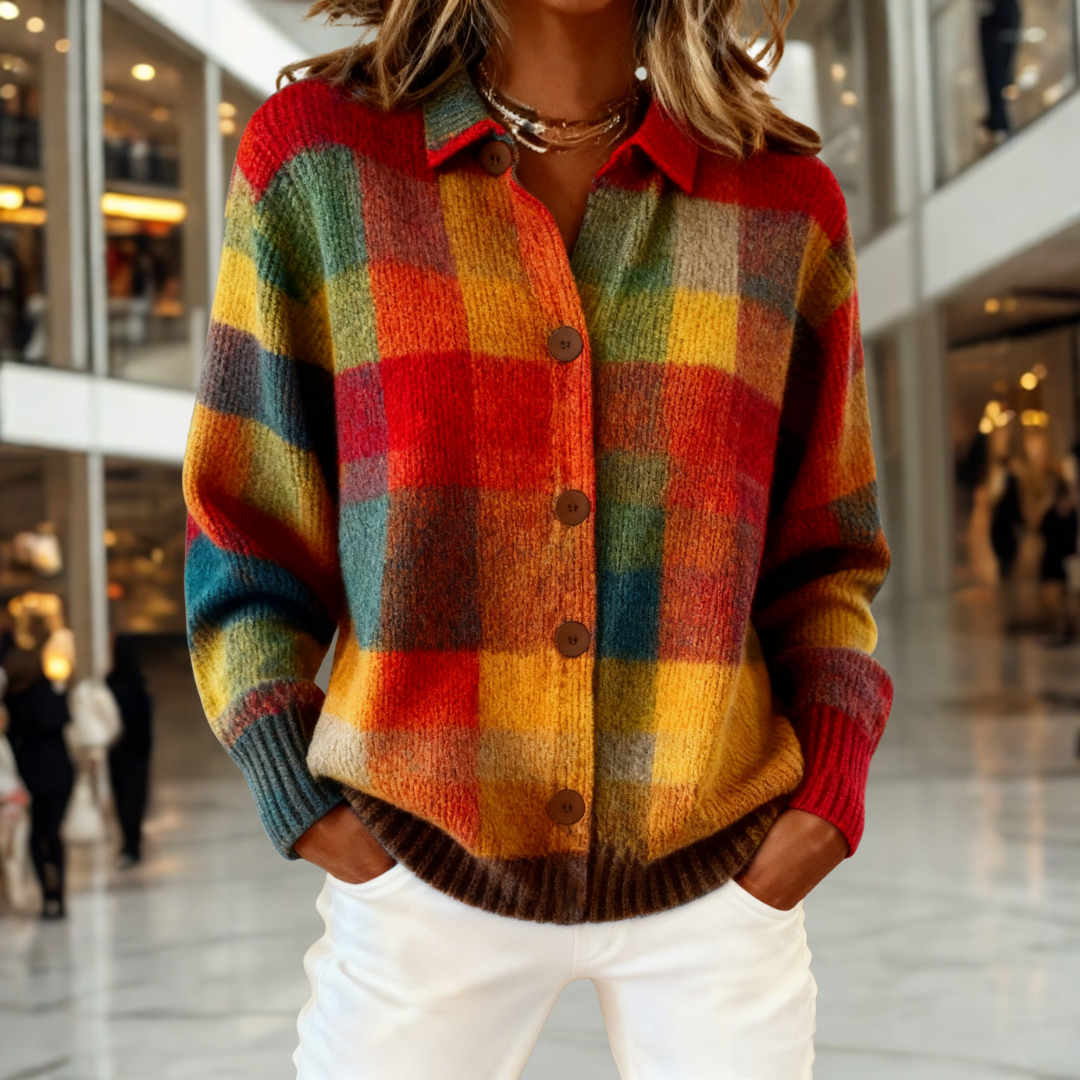 Women's timeless plaid cardigan