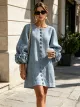 💝💝White Floral Button-down Mini Dress With Striking Floral Cuffs