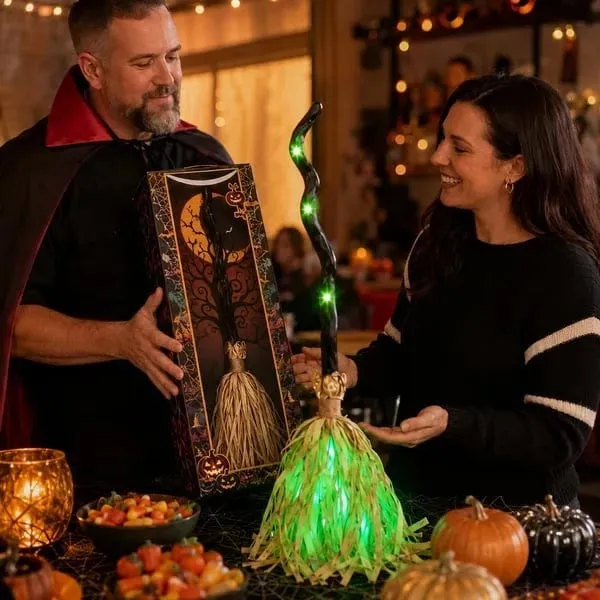 🧙‍♀️🔥 Last Day 49% OFF 🧹Animated Moving Witch Broom with Light & Sound