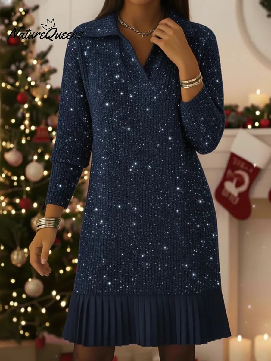 Elegant, shiny knitted dress