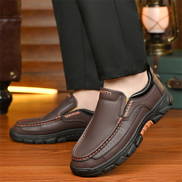 Men's genuine leather soft sole non-slip waterproof casual loafers