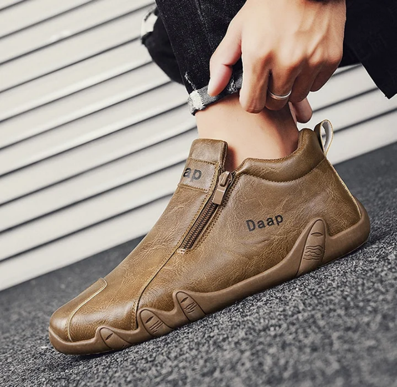 (⏰Limited Time Sale 70% OFF) Men's Handmade Orthopedic Wide Toe Arch Support Slip-On Hiking Shoes Lightweight Waterproof Non-Slip Slip-On Genuine Leather Shoes