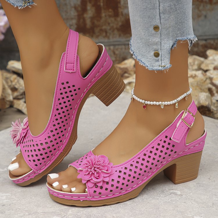 Hollow Casual Buckle Roman High Heel Sandals