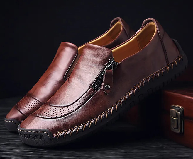 ⏰ 70% off - Newest Mens Waterproof Handmade Side Zipper Casual Comfy Leather Slip On Loafers