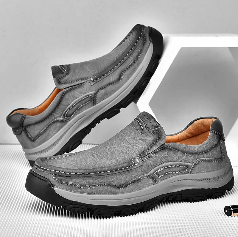 Mens Non-slip Soft Sole Comfy Casual Genuine Leather Loafers