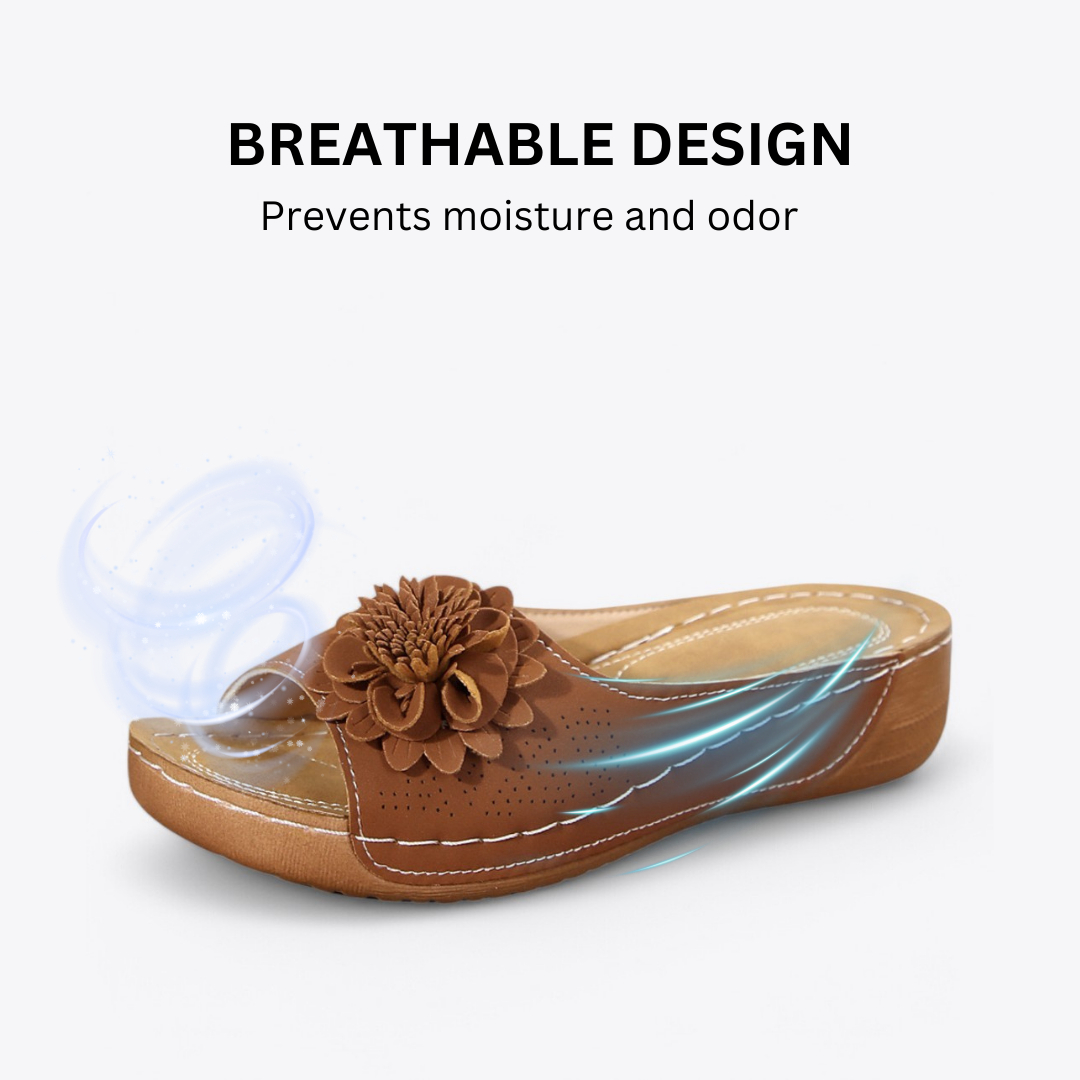 ⏰ Limited Time Sale 60% OFF - Women's Floral Wedge Slides, Hollow Out Platform Beach Sandals