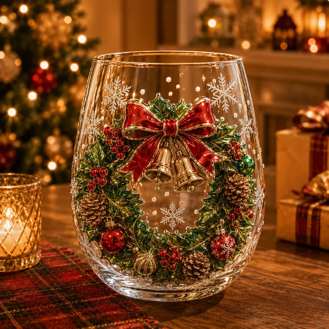 Magical Christmas 3D Glass Cup Collection – Santa, Reindeer, Snowman & Christmas Tree