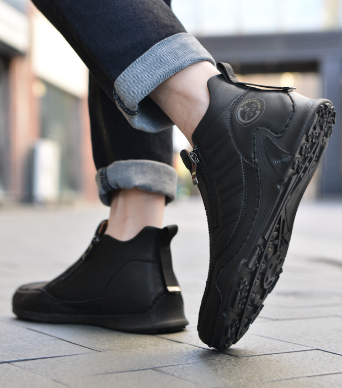 ⏰ 50% Off - Men's Genuine Leather Mid-Top Zippered Non-Slip Orthopedic Shoes