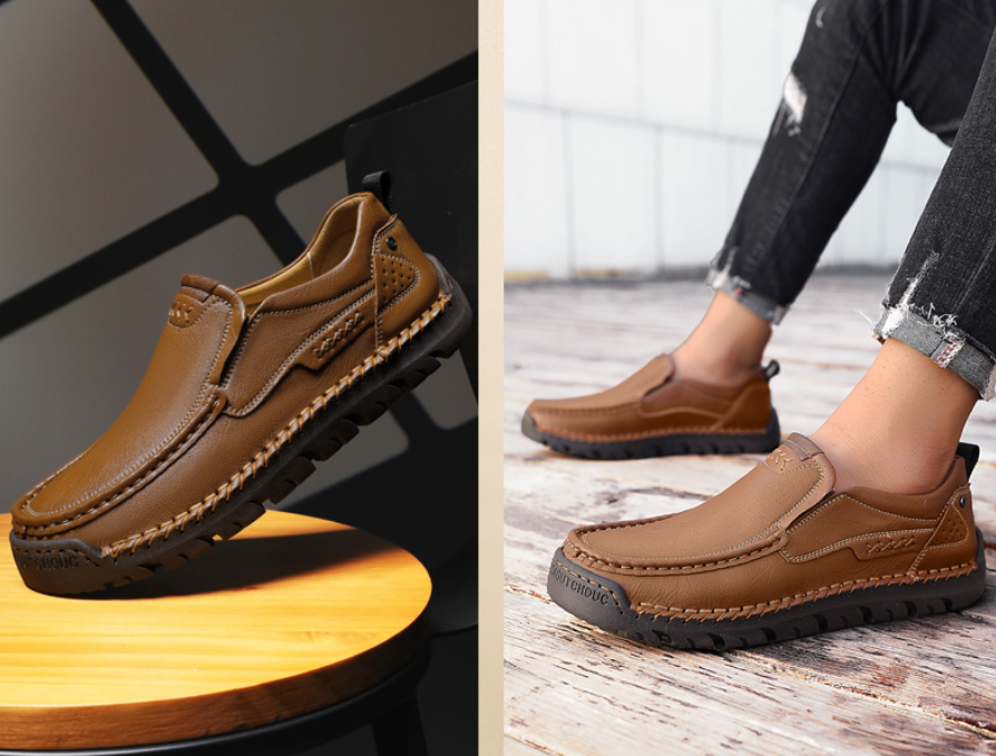 ⏰ Limited-time 50% off! 🔥 Hand-stitched men's waterproof, non-slip, orthopedic casual walking shoes for pain-free walking.