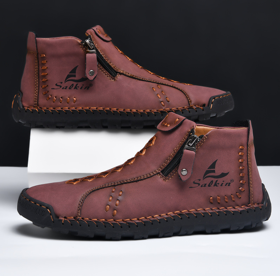 Men's genuine leather waterproof non-slip orthopedic walking/hiking shoes