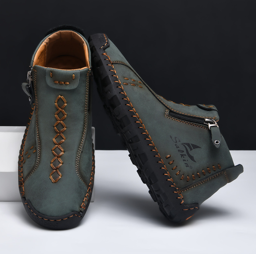 Men's genuine leather waterproof non-slip orthopedic walking/hiking shoes