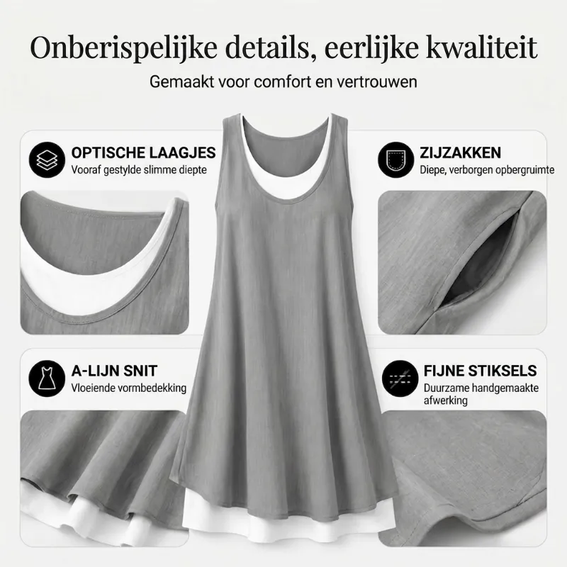 🔥 Best-Seller ✨ Sleeveless "faux-layered" dress—soft, breathable, and loose-fitting (Sizes S–3XL, 7 color options) 👗