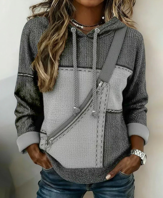 🔥Retro patchwork hooded sweatshirt, a versatile and casual top.