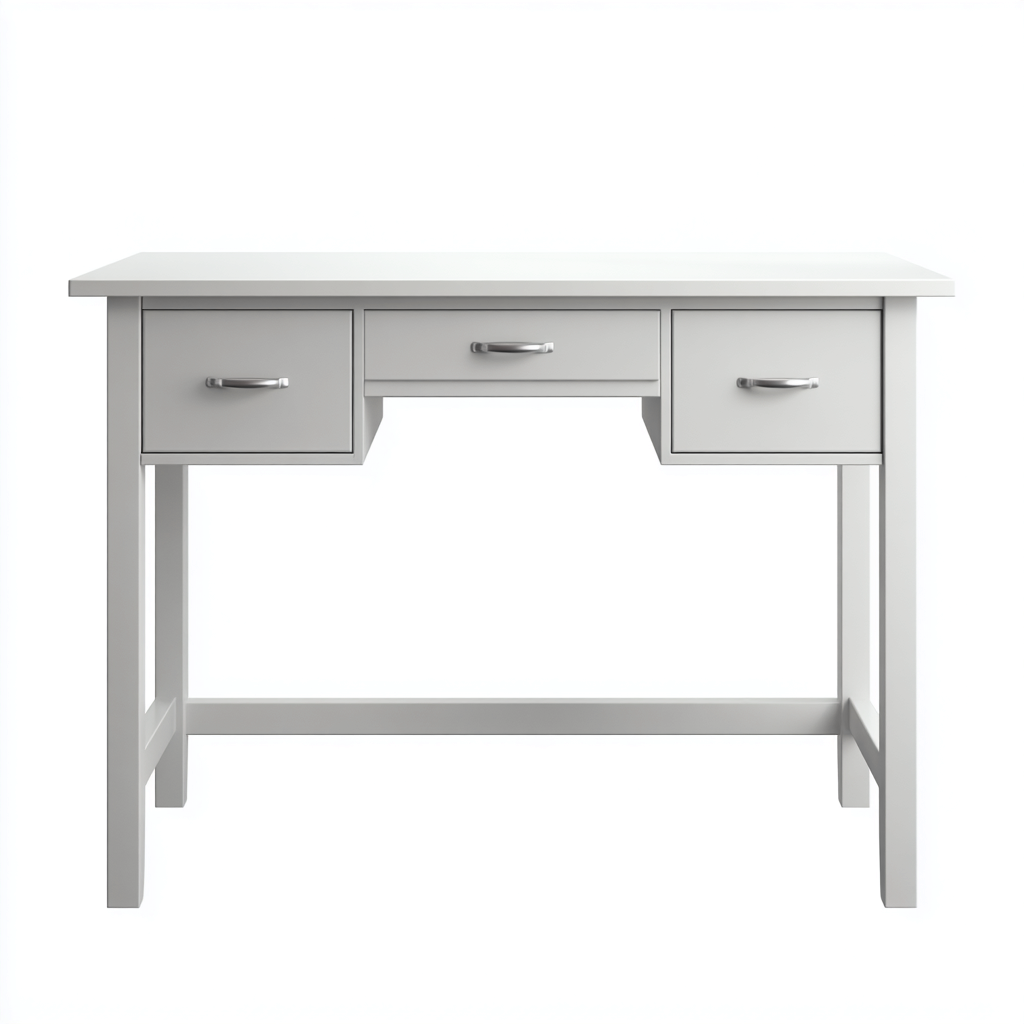 Bureau in wit gelamineerd hout 120x55x75 cm - wit - geschikt voor thuiskantoor - modern klassiek design met laden-Domainixe