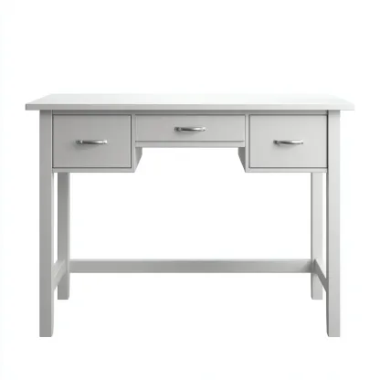 Bureau in wit gelamineerd hout 120x55x75 cm - wit - geschikt voor thuiskantoor - modern klassiek design met laden-Domainixe