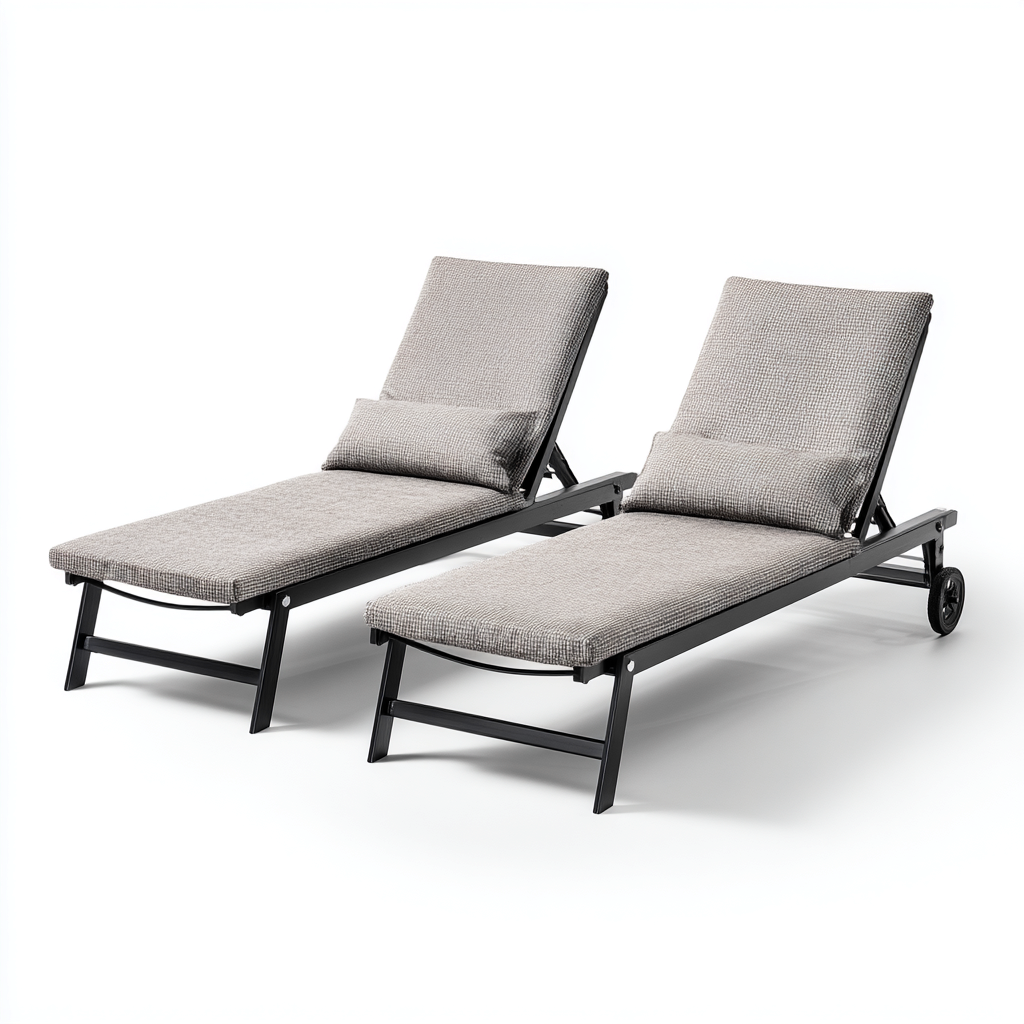 Ligstoel - aluminium frame - 195x65x85 cm - grijs - voor tuin en terras - modern ontwerp-Domainixe