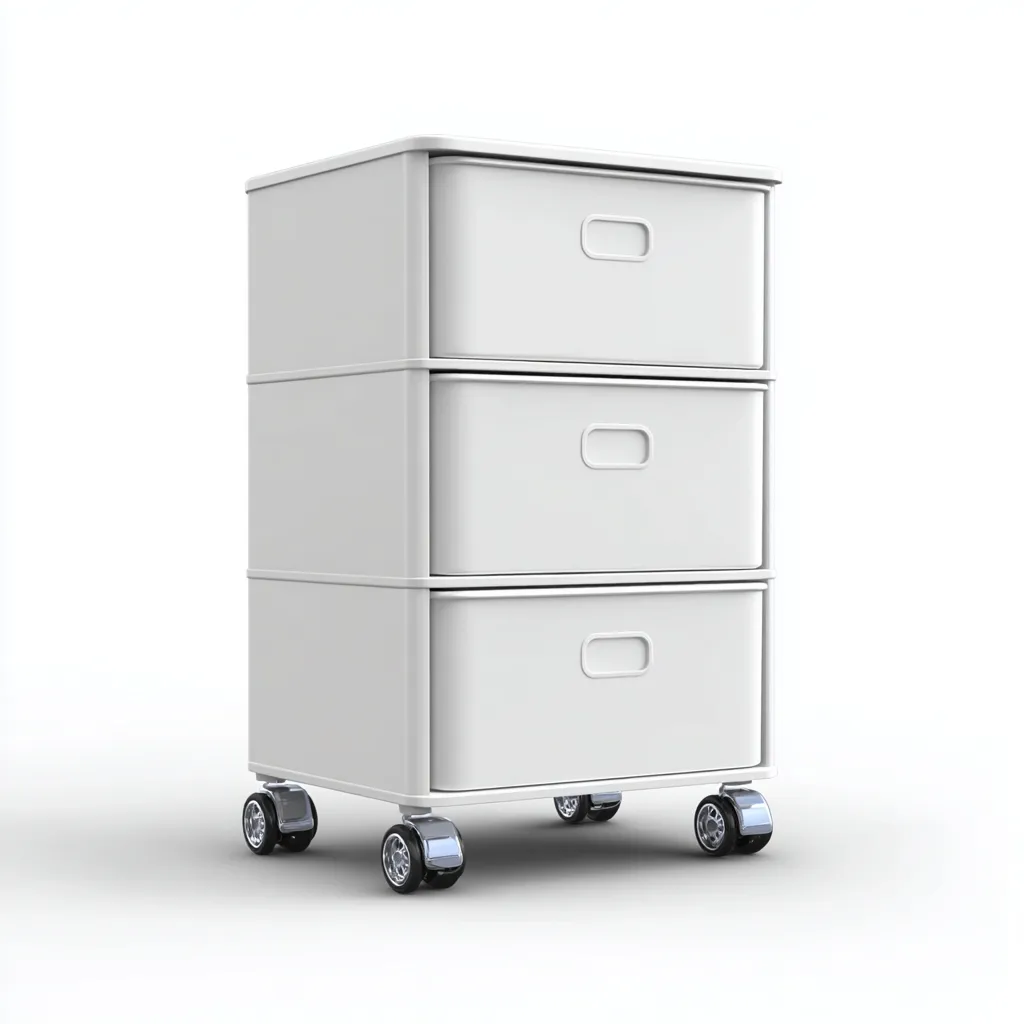 Archiefkast Metaal 40x40x75 cm - Wit - Modern Design - Met Drie Lades en Wielen - Voor Kantoor-Domainixe