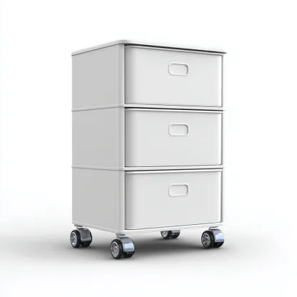 Archiefkast Metaal 40x40x75 cm - Wit - Modern Design - Met Drie Lades en Wielen - Voor Kantoor-Domainixe