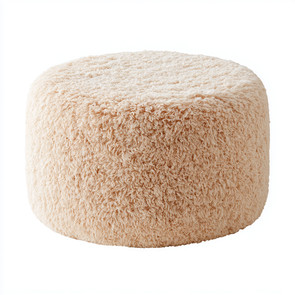 Poef - Fluwelen bouclé stof 60x60x35 cm - Beige - Modern design - Geschikt voor woonkamer-Domainixe