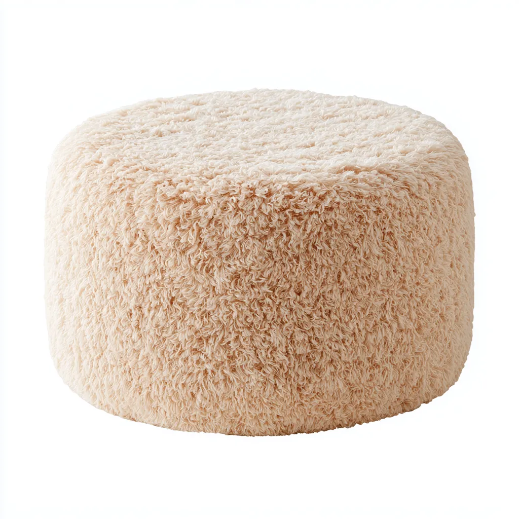 Poef - Fluwelen bouclé stof 60x60x35 cm - Beige - Modern design - Geschikt voor woonkamer-Domainixe