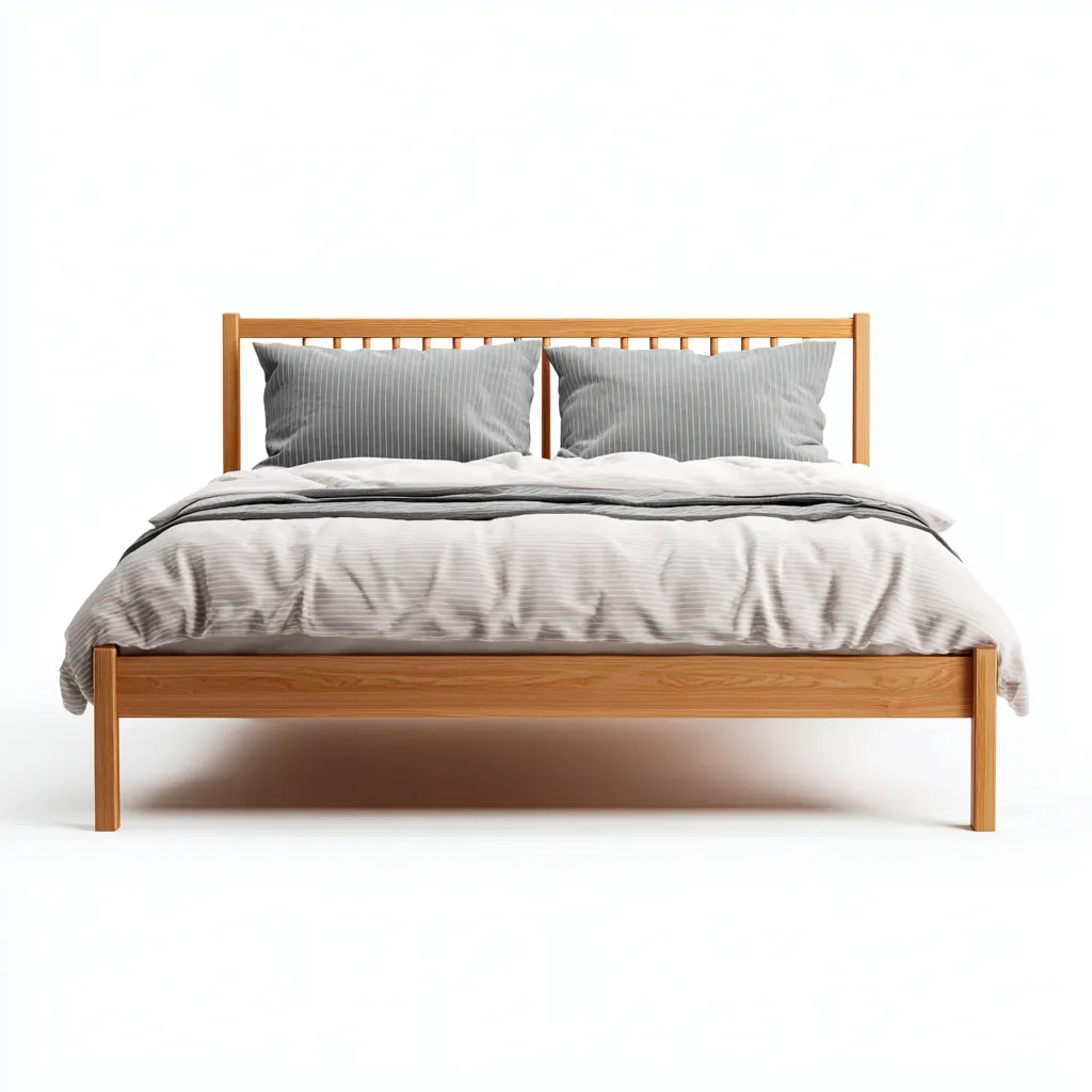 Tweepersoonsbed hout 200x180x100 cm - naturel - geschikt voor slaapkamer - Scandinavisch design-Domainixe