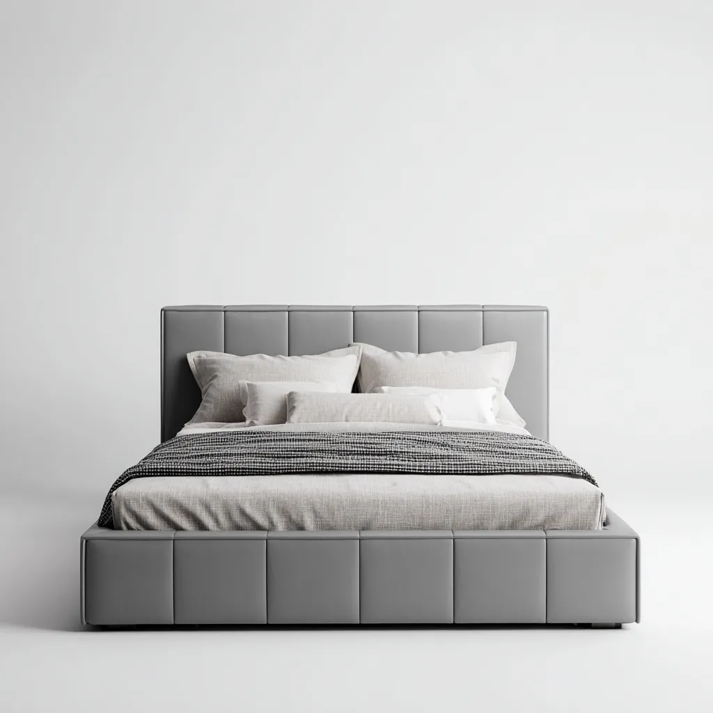 Tweepersoonsbed kunstleer 200x180x105 cm - grijs - geschikt voor slaapkamer - modern design-Domainixe