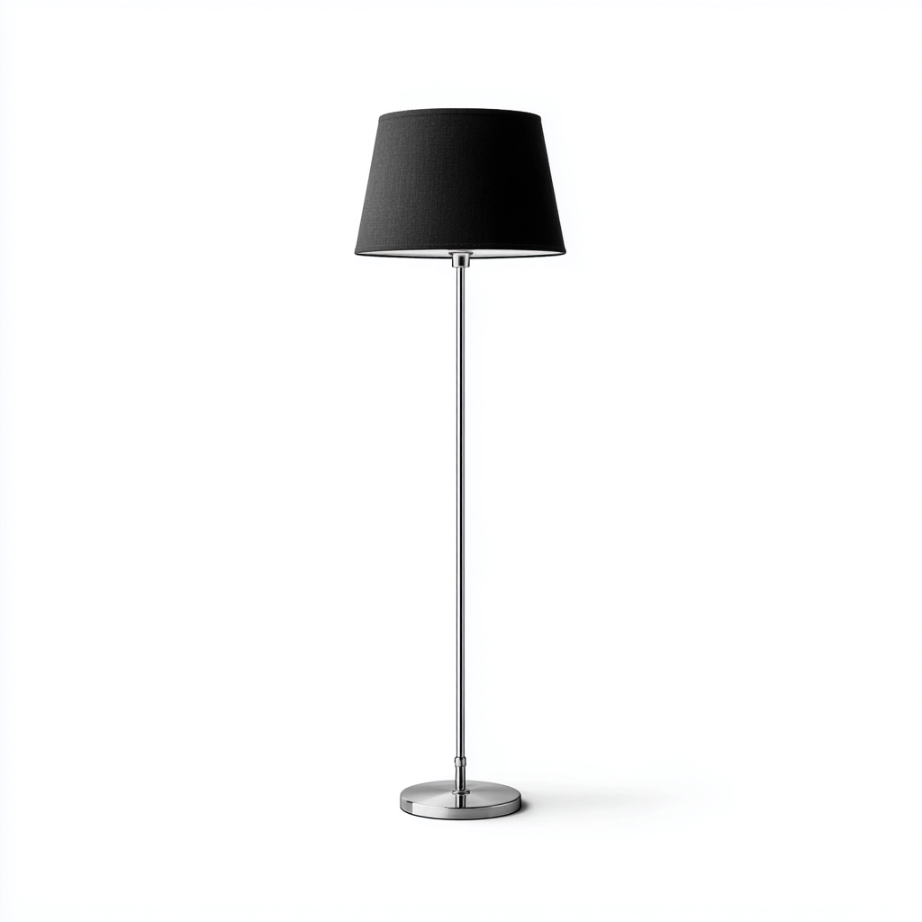 Vloerlamp van metaal en stof 33x158 cm - zilver en zwart - geschikt voor woonkamer - modern strak design-Domainixe