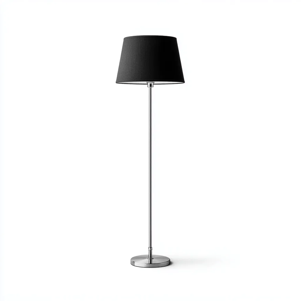 Vloerlamp van metaal en stof 33x158 cm - zilver en zwart - geschikt voor woonkamer - modern strak design-Domainixe